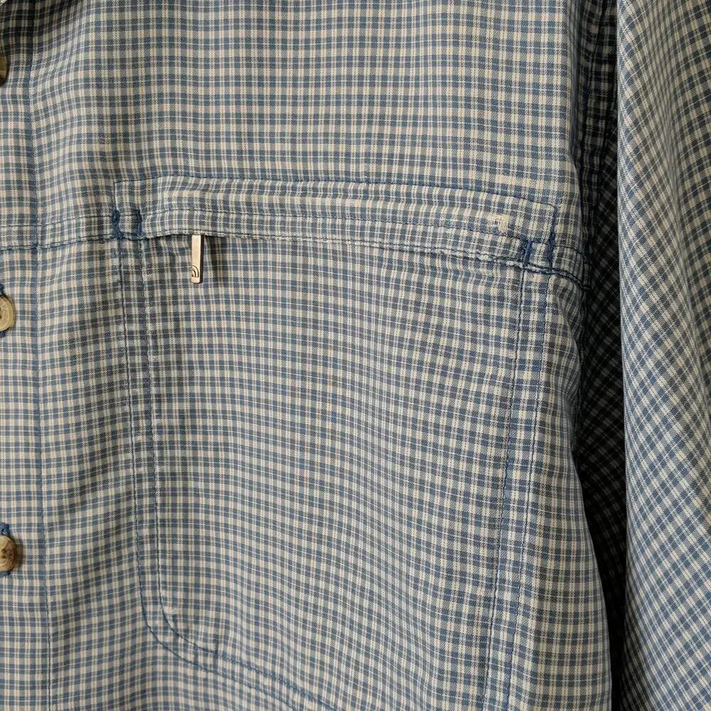 North Face Mens Casual Button Up Blue‎ Shirt Medium